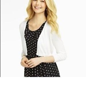 Talbots White Cropped Open-Front Cardigan